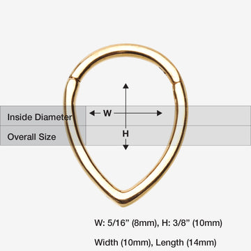 Detail View 1 of Golden Classic Teardrop Seamless Clicker Hoop Ring